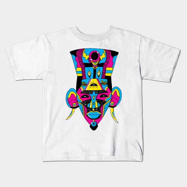 CMYK African Mask 6 Kids T-Shirt by kenallouis